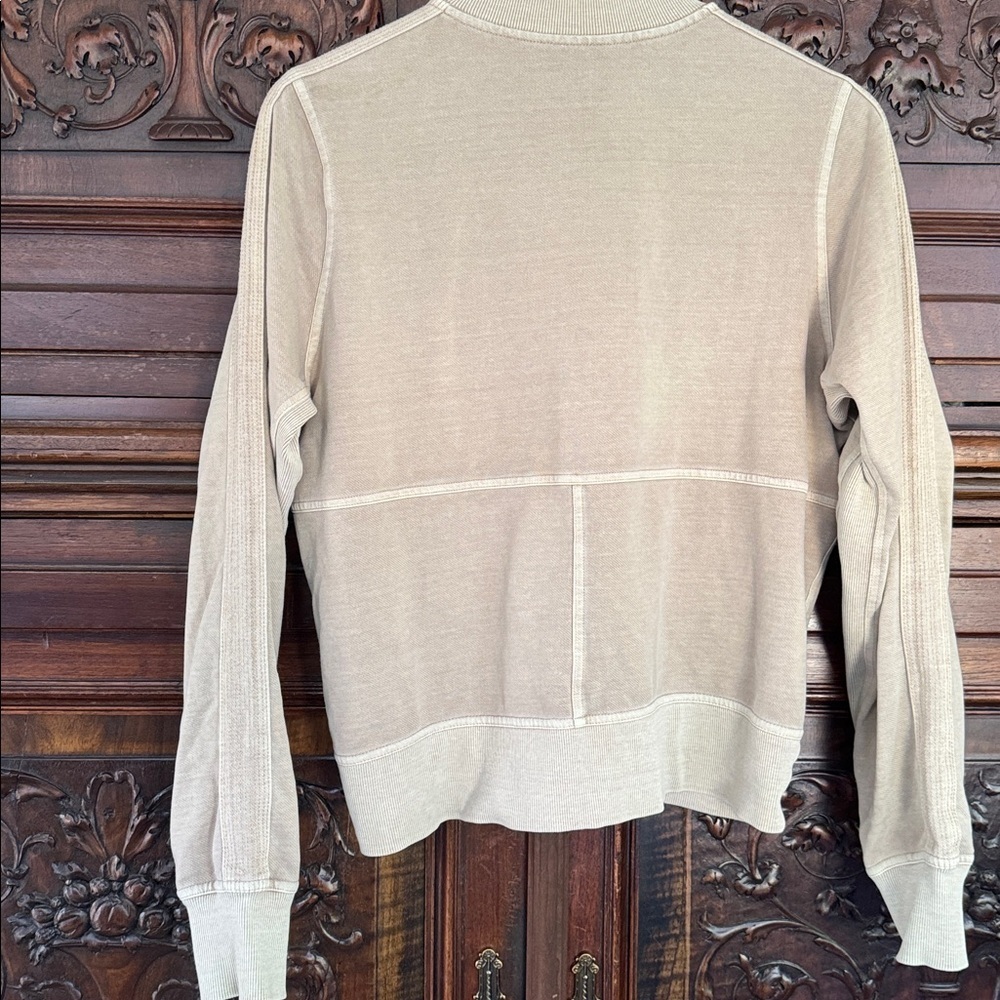 Athleta jacket soft Tan Farallon Bomber Jacket small Performance Pockets Zip - Picture 4 of 7